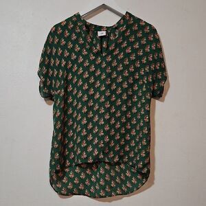 CAbi Green Floral Blouse